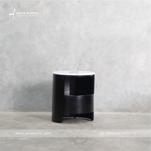 Side Table Round Jati Top Marmer