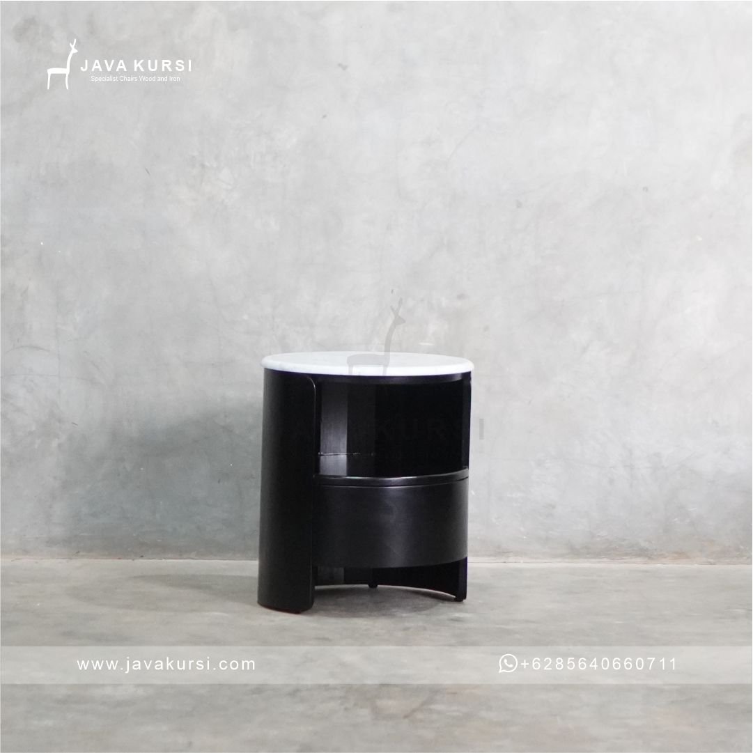 Side Table Round Jati Top Marmer
