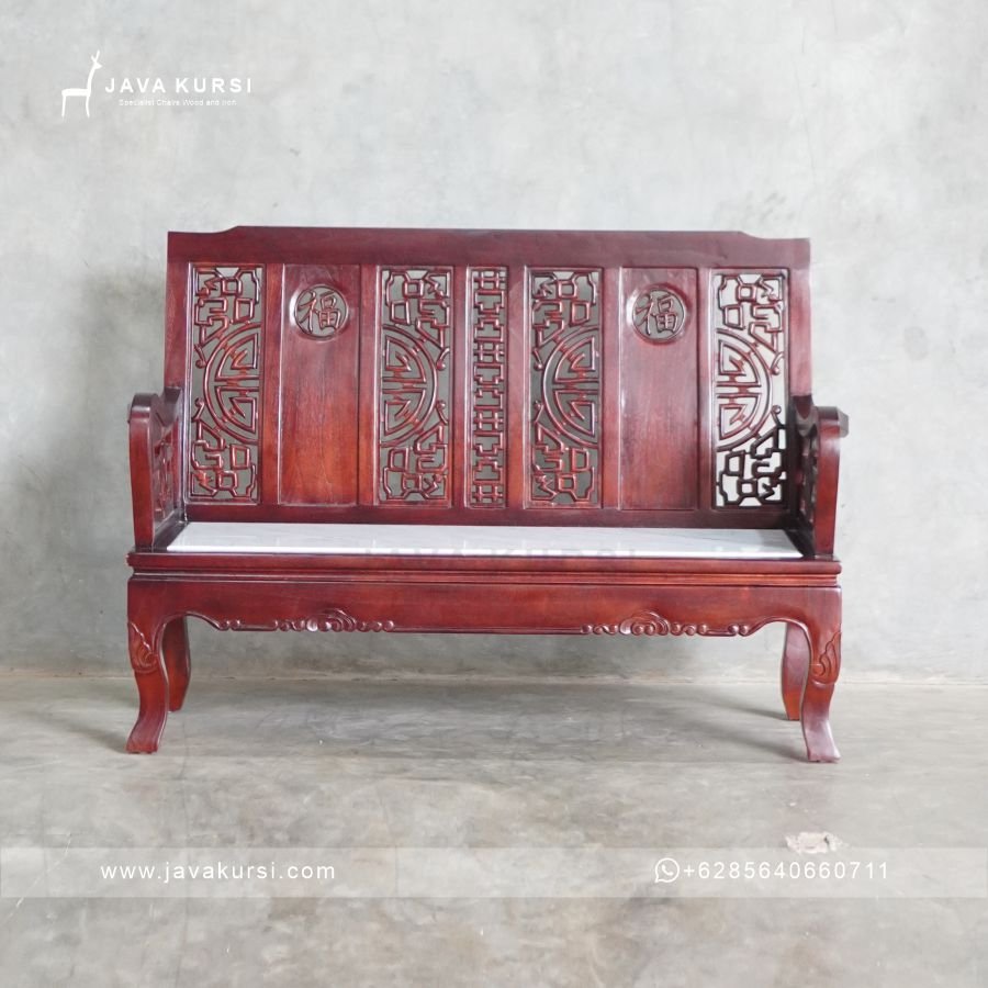 Bangku Tamu Cina Jati Klasik - Gambar 2