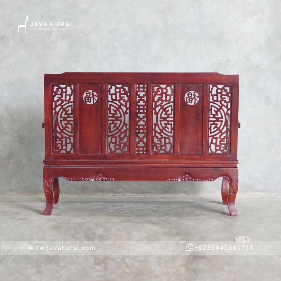 Bangku Tamu Cina Jati Klasik - Gambar 4