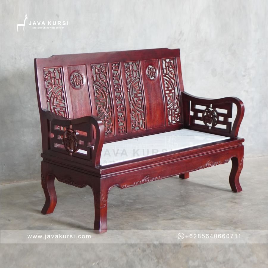 Bangku Tamu Cina Jati Klasik - Gambar 5