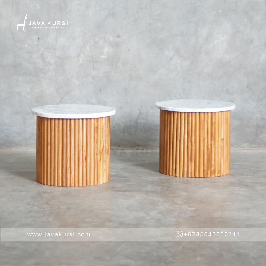 Coffee Table Jati Top Marmer - Gambar 2