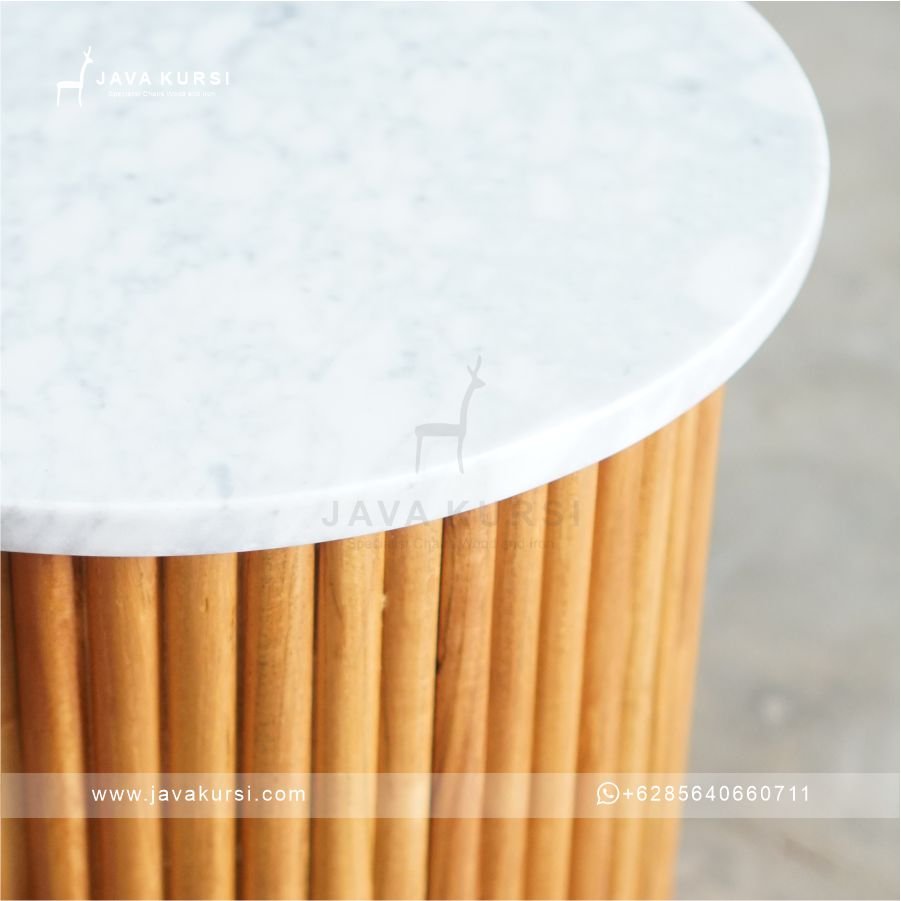 Coffee Table Jati Top Marmer - Gambar 3
