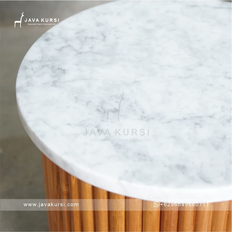 Coffee Table Jati Top Marmer - Gambar 4