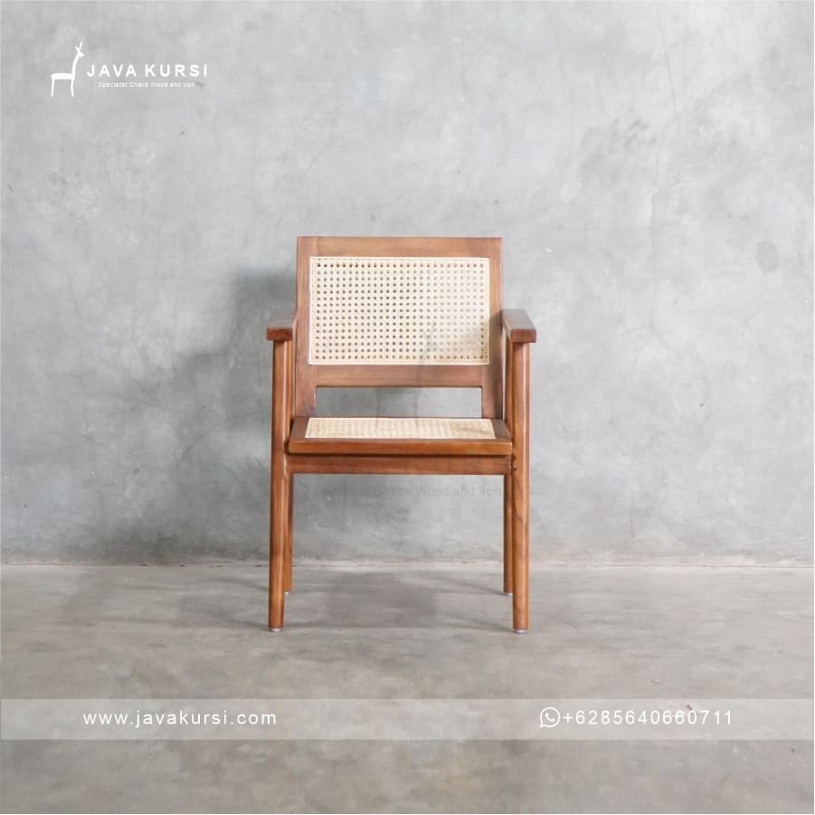 Kursi Tangan Jati Kombinasi Rotan - Gambar 2