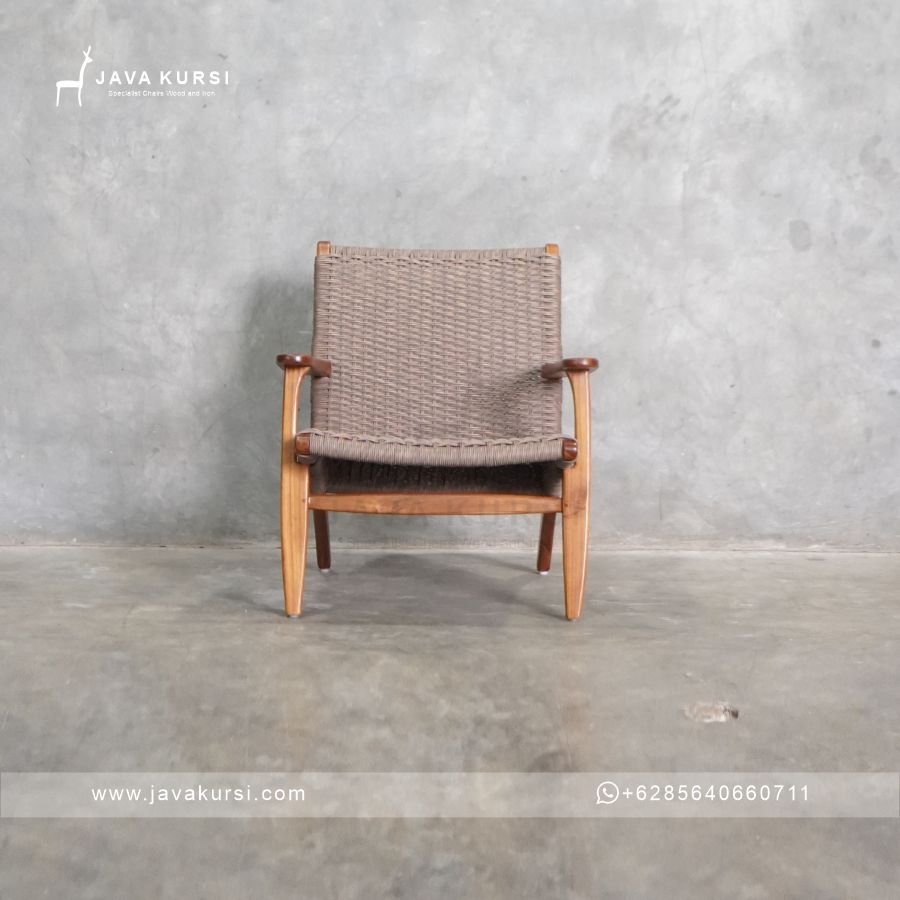 Lounge Chair Kursi Santai Jati Anyaman - Gambar 2