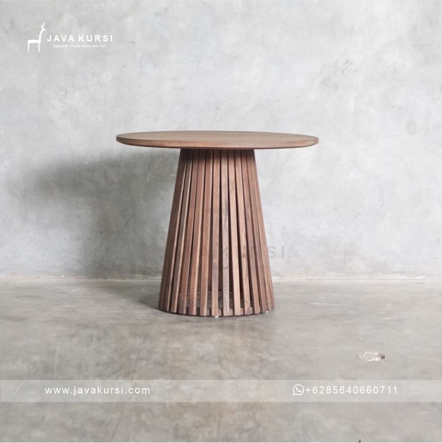 Meja Makan Bulat Kayu Jati - Gambar 2