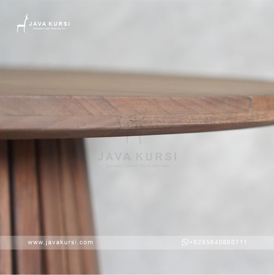 Meja Makan Bulat Kayu Jati - Gambar 3