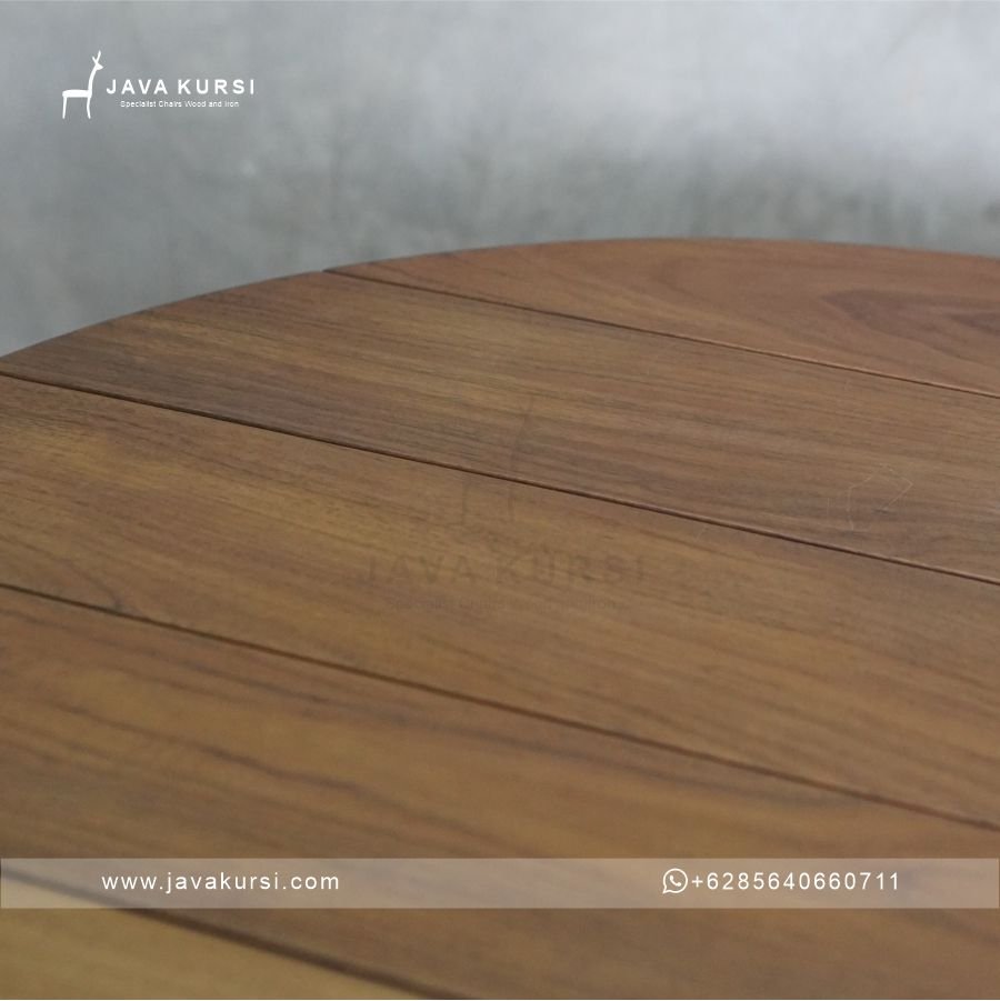 Meja Makan Bulat Kayu Jati - Gambar 4