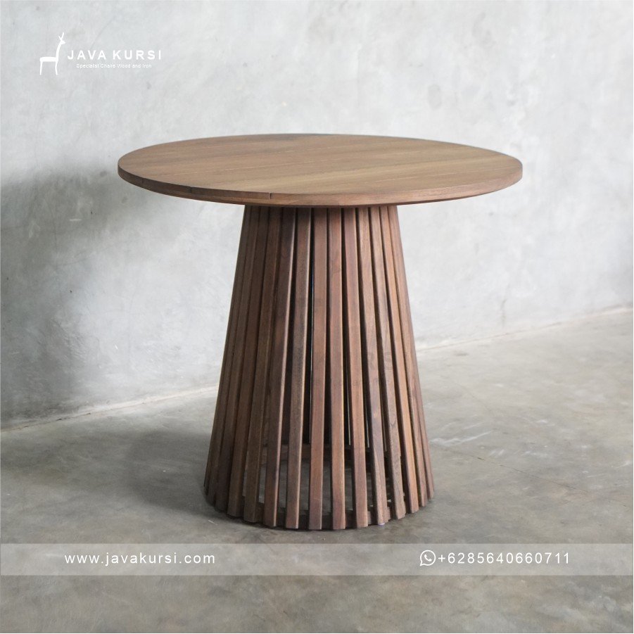 meja makan bulat kayu jati, meja makan jati bulat, meja bundar kayu jati, meja makan kayu jati minimalis, meja makan bulat minimalis, meja makan jati modern, meja makan kayu solid, meja makan natural, furniture kayu jati, meja makan rumah, meja makan cafe, meja makan restoran, furniture Jepara, JavaKursi