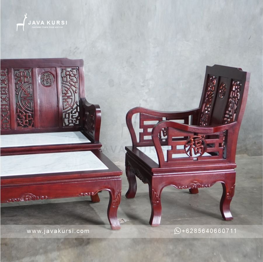 Set Kursi Tamu Cina Jati Klasik - Gambar 5