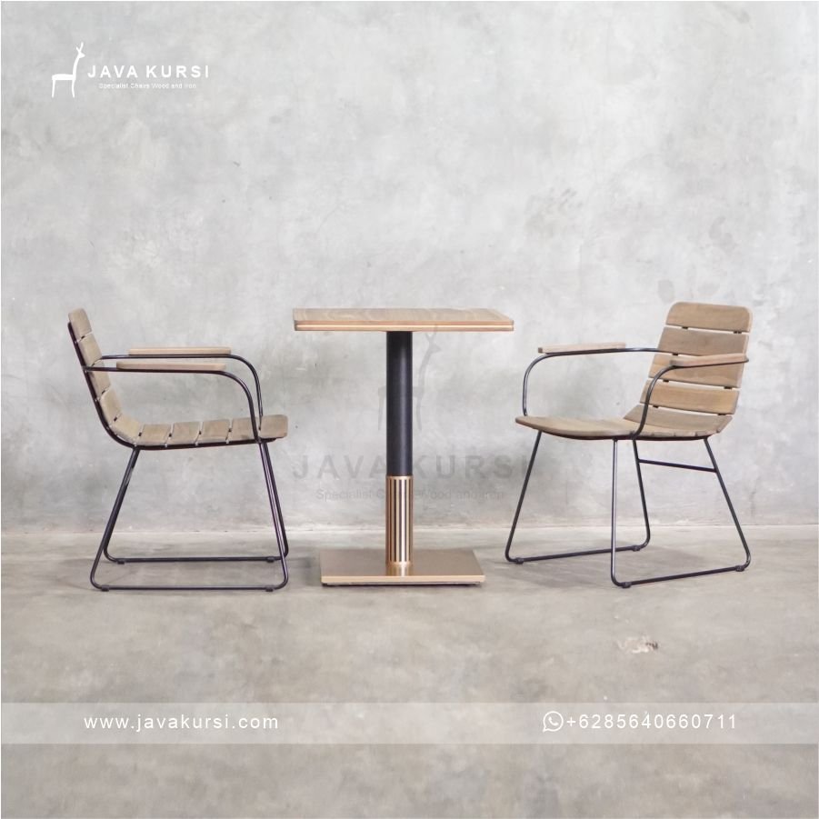 Set Meja Kursi Cafe Industrial - Gambar 2
