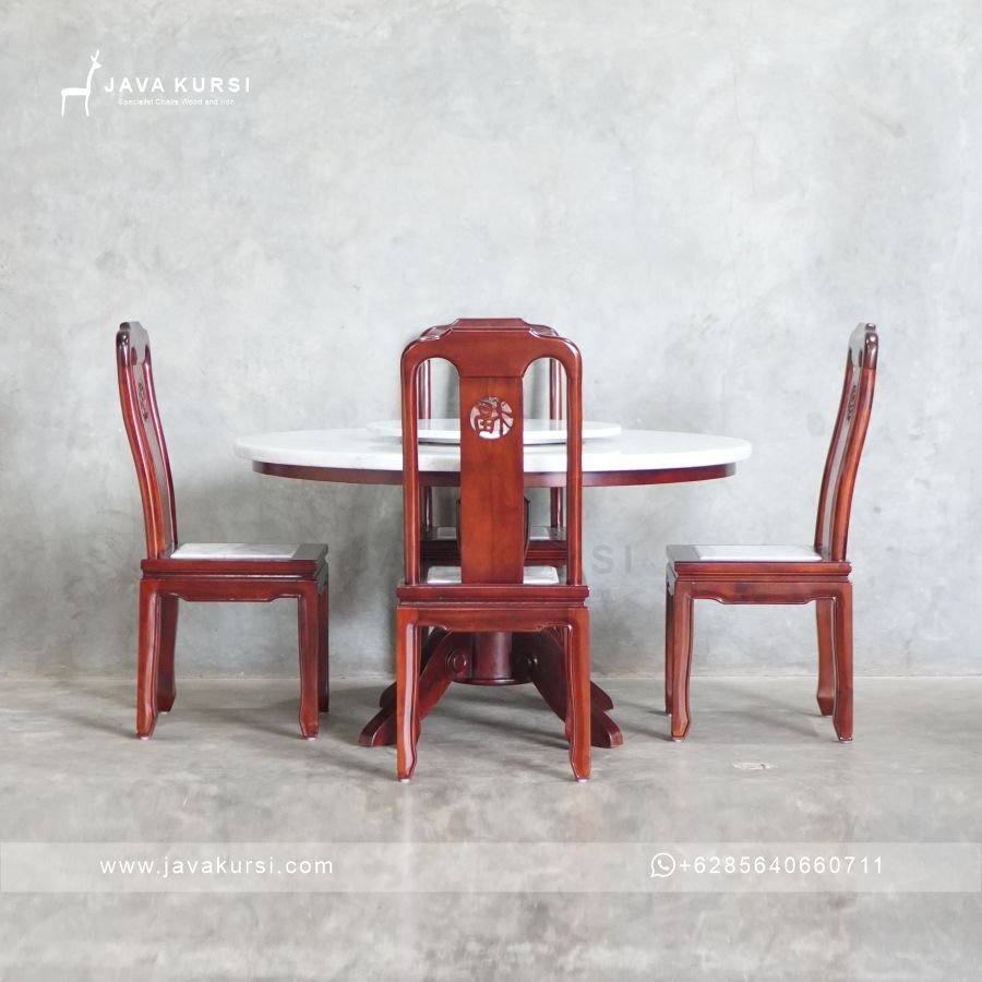 Set Meja Kursi Makan Jati Klasik - Gambar 2