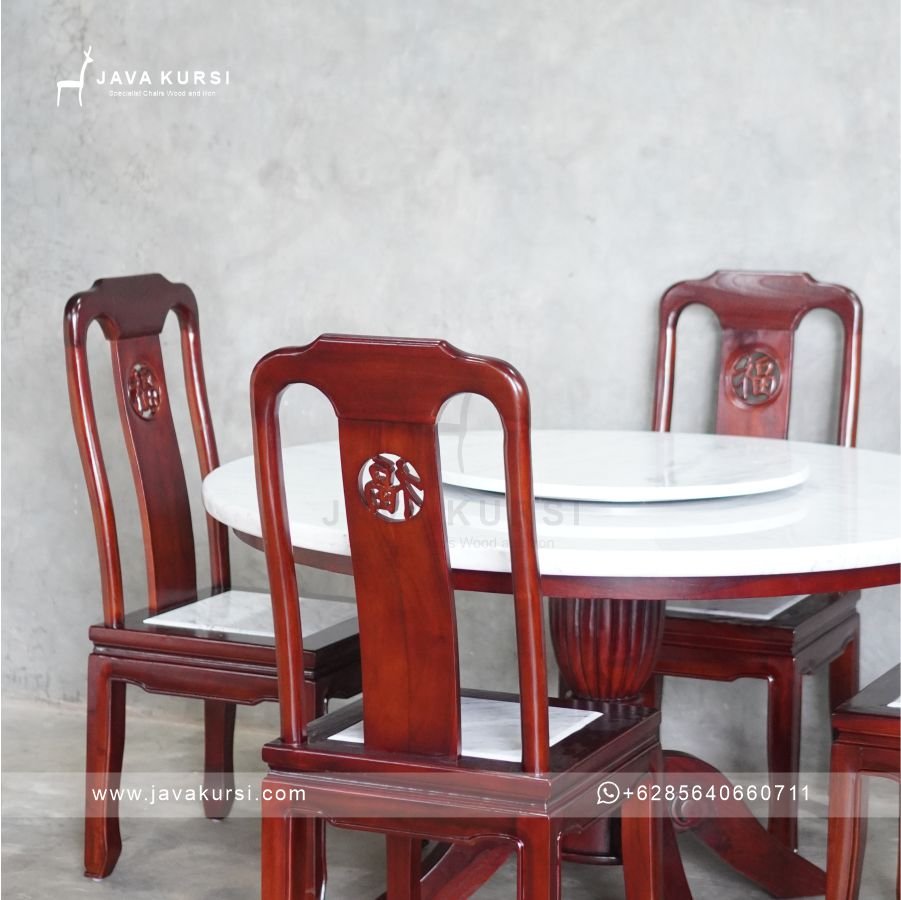 Set Meja Kursi Makan Jati Klasik - Gambar 5