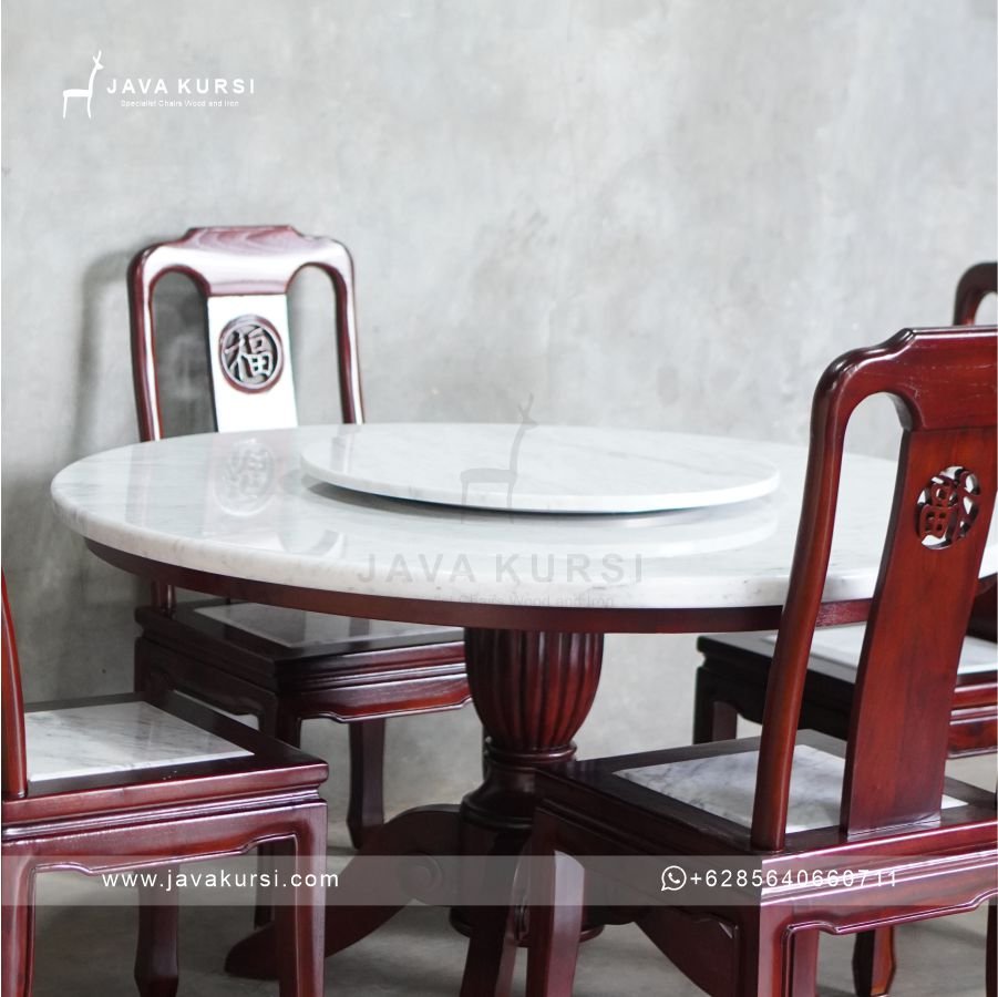 Set Meja Kursi Makan Jati Klasik - Gambar 6