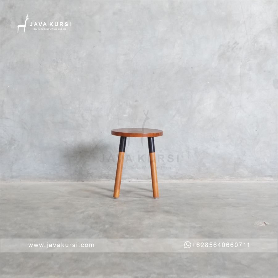 Stool Kafe Bulat Kayu Jati - Gambar 4